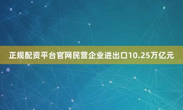 正规配资平台官网民营企业进出口10.25万亿元