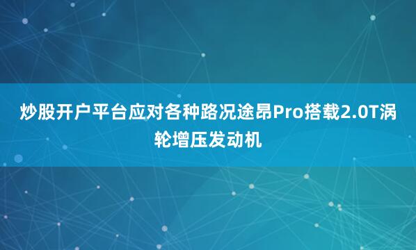 炒股开户平台应对各种路况途昂Pro搭载2.0T涡轮增压发动机